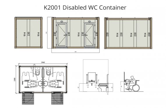 K 2001 Handikappet WC Container