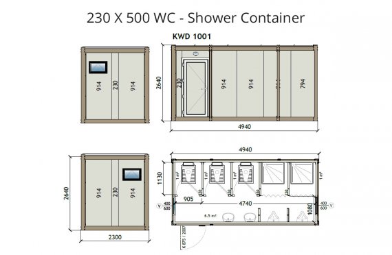 KW6 230X500 WC - Dusj Container