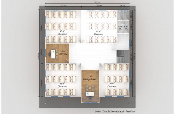 Flyttbar Klasserom 594 m²