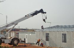 En prefabrikkert bygning av gruve arbeidsplass i Senegal